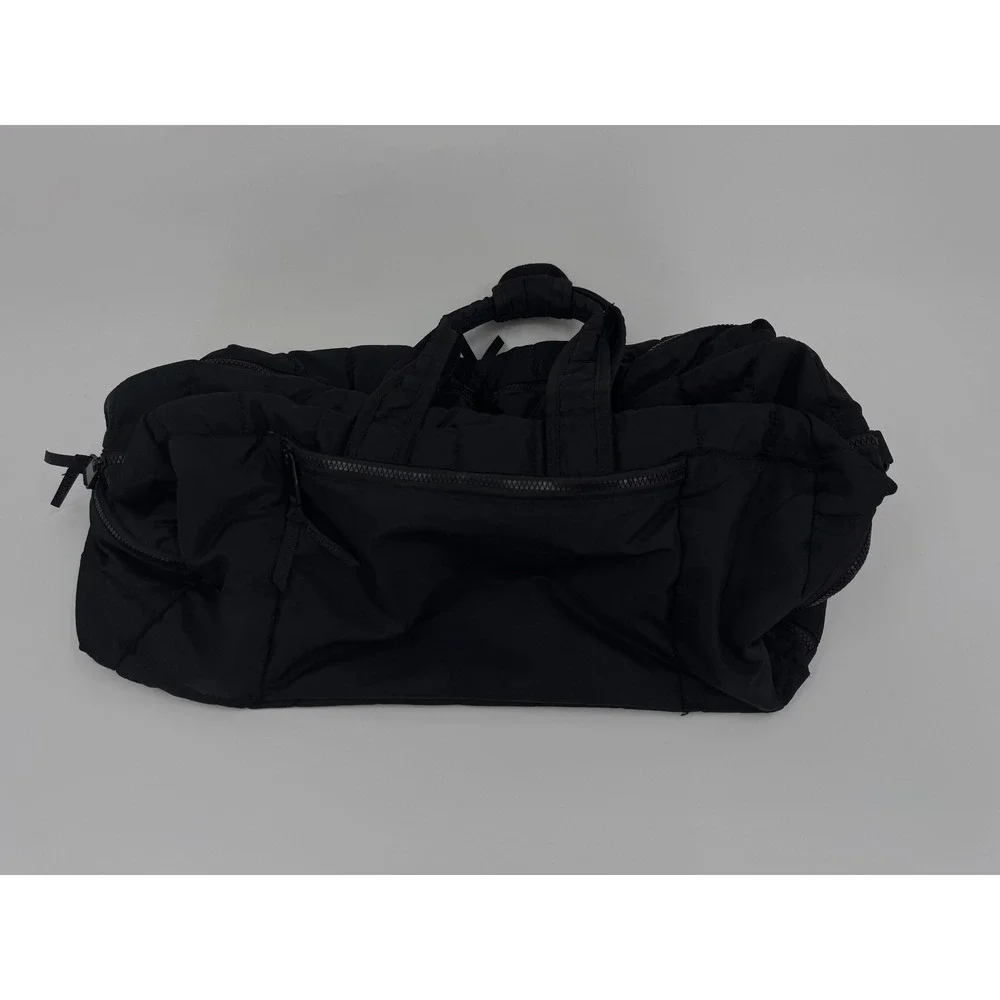 Pajar Canada Black Quilted‎ Puffer Duffel Bag Orange Lining Travel Gym CA56188